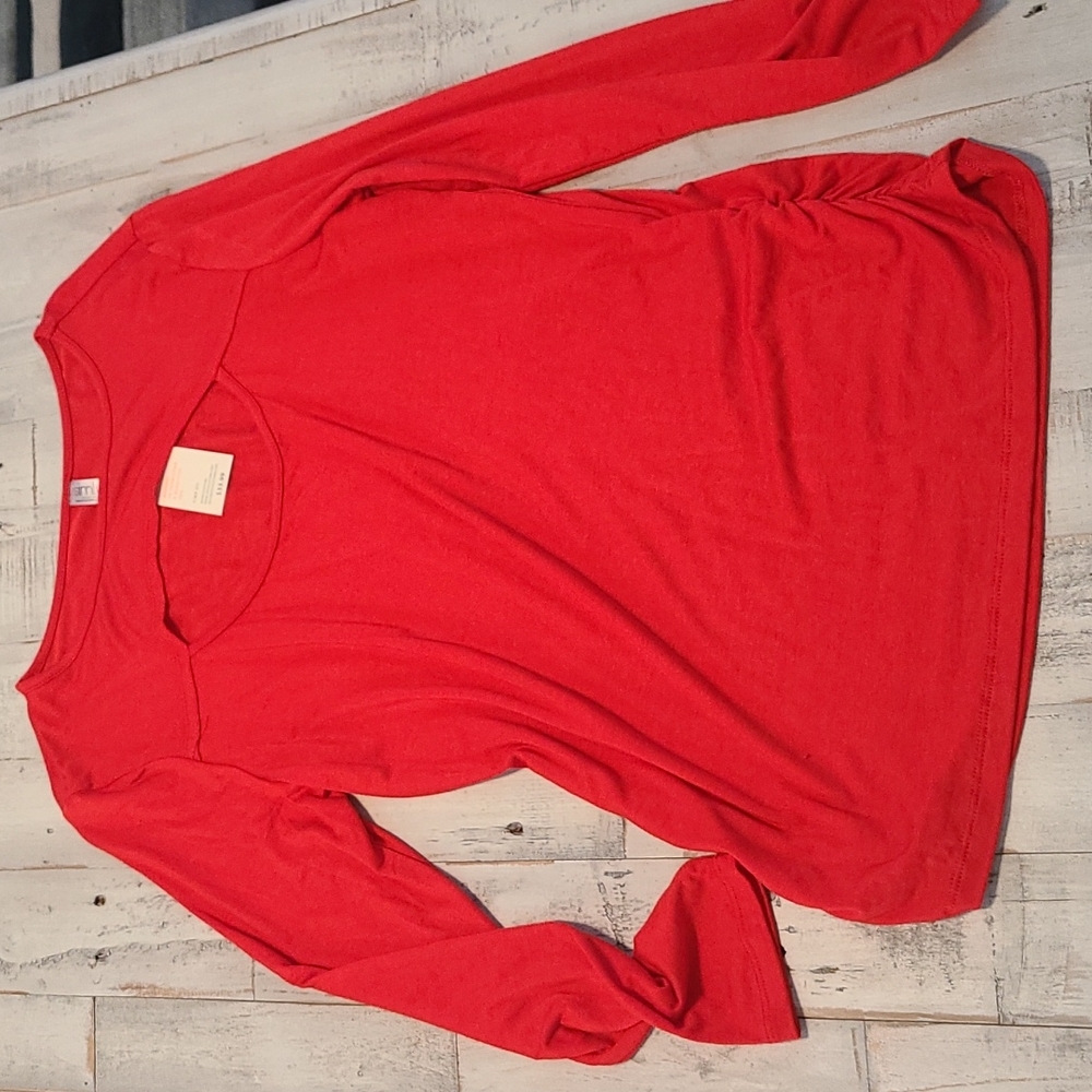 Red Long Sleeve Top with Neck Cut out